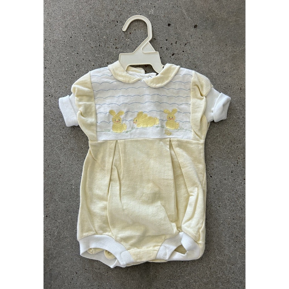 Vintage Christian Dior Baby Dior Bubble Romper Bunny Embroidered 3 M